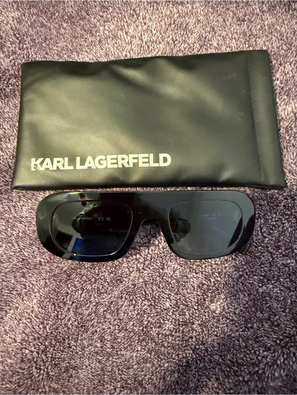 Karl Lagerfeld Black Shield Sunglasses with Logo Pouch